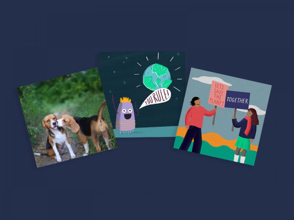 A collection of three e-cards for a range of occasions