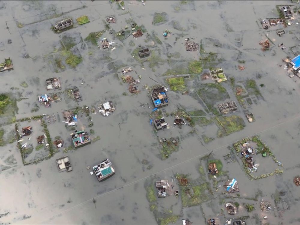 A view from above of Beira, Mozambique, under water after being hit by Cyclone Idai