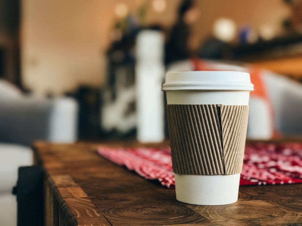 Take-away disposable coffee cup